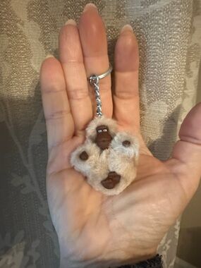 Small Kipling Keychain - Beige Furry Accessory